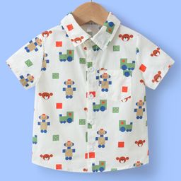 Mark & Mia Half Sleeves Printed Shirt - Beige-image-49
