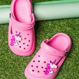 Toothless Unicorn Applique Detailed Perforated Clogs - Pink-picture-25