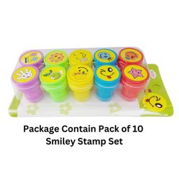 Azhari Stamps Art Emoji - Smile 10 Pcs Design Art Craft DIY Reward Art Teachers Students Set Color & Design May Vary-18