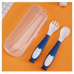 Baby Miniature Children Learn Eating Baby Training Practice Tableware Twist Bendable Fork Spoon Silicone Soft Spoon Set - Pack of 1 - Color May Vary-11