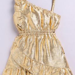 M'andy One Shoulder Sleeveless Metallic Dress - Golden-image-60