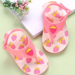 Babyoye Velcro Closure Strawberry Printed Flip Flops - Pink-picture-35