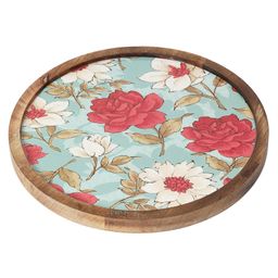 Duli MangoWood Enamel Coated Multipurpose Round Serving Tray Platter for Home and Dining Table image 2