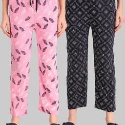 FIT N FAME Women Pack Of 2 Printed Cotton Pyjama Pants-picture-14