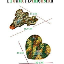 FunBlast Heart & Square Shaped Pop Bubble Stress Relieving Silicone Pop It Fidget Toy Pack Of 2 - Multicolor image 3