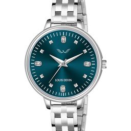 LOUIS DEVIN Women Brass Dial & Stainless Steel Bracelet Style Straps Analogue Watch LD-L178-BLU-CH-30