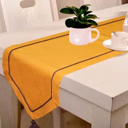 Lushomes Orange-Color & Brown Cotton Table Runner-12