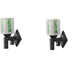 1ST TIME Pack of 2 Green & White Glass Traditional Cylinder Shaped Wall Lamp-picture-22