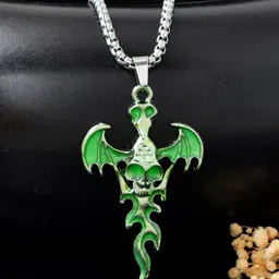 AGARWALPRODUCT Unisex Stainless Steel Silver-Plated Radium Talwar Pendant With Chain-image-88