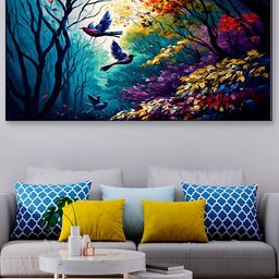 DEKORSTATION Blue & Purple Floral And Botanical Printed Canvas Wall Art-image-61