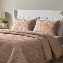 SANSAAR A DDECOR BRAND LIVE CONSCIOUSLY Orange Self Design Cotton 3 Piece Bedding Set-image-60
