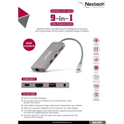 Nextech 9 in 1 Type-C 5 Gbps Dock Connector for Laptop, NA42C image 3