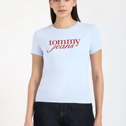 Tommy Hilfiger Women Typography Slim Fit T-shirt-image-93