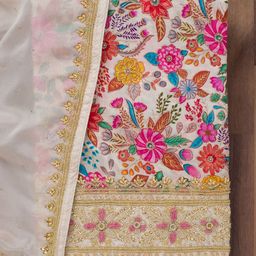 Koskii Floral Printed Beads and Stones Unstitched Dress Material-image-32