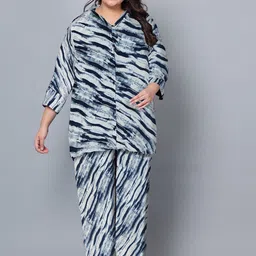 Indietoga Plus Size Printed Shirt With Trousers-image-69