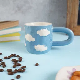 WEAVING HOMES Blue & White Printed Ceramic Dishwasher Safe Glossy Mugs 280ml-image-7