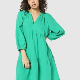 GAP Pure Cotton Relaxed-Fit V-Neck Long-Sleeves Mini Dress-picture-20