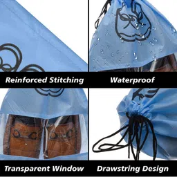 Kuber Industries Grey & Blue 6 Pieces Printed Shoe Cover With Drawstring image 3