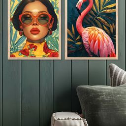Kotart Yellow & Pink 2 Piece Wooden Modern Painting Wall Art-picture-39