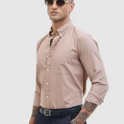 Snitch Men Smart Slim Fit Button-Down Collar Solid Cotton Formal Shirt-image-98