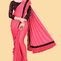 LADY SHOPI Sequinned Ready to Wear Ruffle Saree-image-96