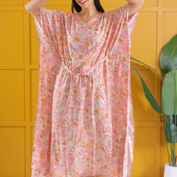 DARVI Women Floral Printed Kaftan Midi Dress-image-58