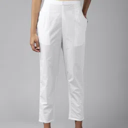 Ginni Arora Label Women White Slim Fit Trousers-image-8