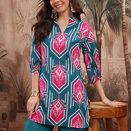 Sangria Ethnic Motifs Print Puff Sleeve Kurta with Salwar-picture-30