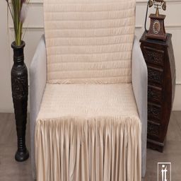 Fashion Throw Beige Self Design Velvet 2 Seater Sofa Cover-image-94