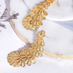 ORANGENYSHA 1 Gram Gold Plated Leaf Shaped Drop Earrings-13