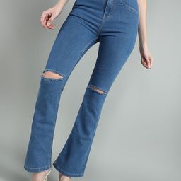 Chemistry Women Bootcut Slash Knee Stretchable Jeans-image-25