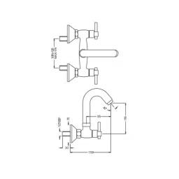 PLUMBER NETTO Wall Mounted Two Hole Sink Mixer with Swivel Spout, NTO-5104 image 2