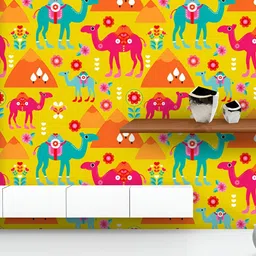 ArtzFolio Printed UV-Resistant Anti-Bacterial Pyramids & Camel Peel & Stick Wallpaper-image-58
