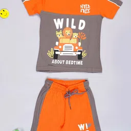 YALZZ Boys Printed Pure Cotton Round Neck T-shirt with Shorts-picture-9