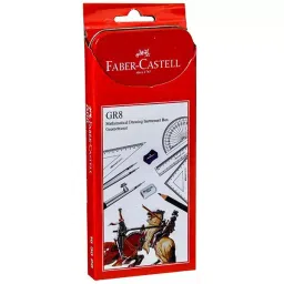 Faber-Castell GR-8 Mathematical Drawing Instrument Box (Red)-10