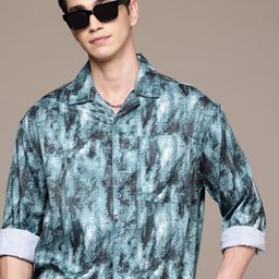 WROGN Opaque Abstract Printed Oversized Casual Shirt-image-26