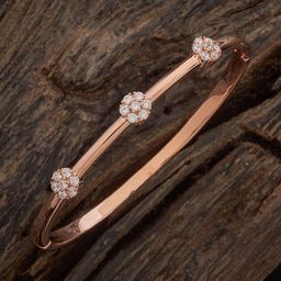 Kushal's Fashion Jewellery White Rose Gold-Plated Cubic Zirconia Stone Studded Kada Bangle-5