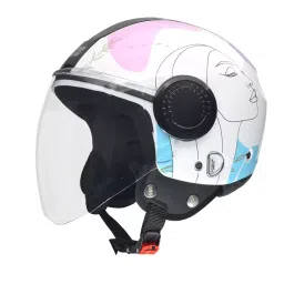 Studds URBAN SUPER D3 DECOR WHITE & BLUE (580 mm) Large Open Face Helmet, WHITE & BLUE N6-45