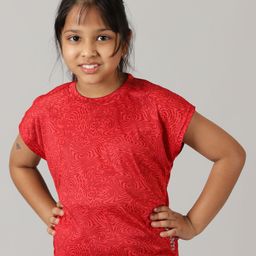 Kiddopanti Half Sleeves Abstract Art Printed Sports Tee- Red-image-73