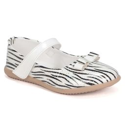 Lil Lollipop Shimmer Detail Zebra Printed Velcro Closure Bellies - White-image-31