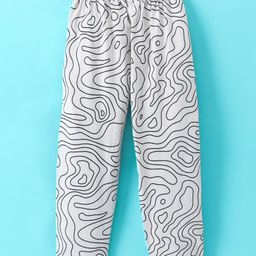 Fido Cotton Jersey Knit Full Length  Leggings Zig Zag Print - Light Grey-image-13