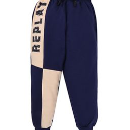 Forever Kids Placement Replay Text Printed Colour Blocked Track Pant - Navy Blue-image-1