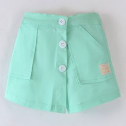 Little Kangaroos Twill Mid Thigh Skorts Faux Button Applique - Green-image-64