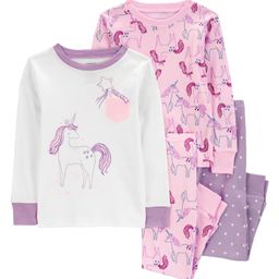Carter's 4-Piece Unicorn 100% Snug Fit Cotton Pajamas - Pink & White-image-5