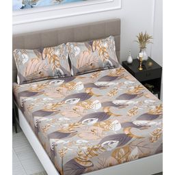 FABINALIV Multicolor Floral 300 TC Cotton Blend King Size Double Bedsheet with 2 Pillow Covers-10