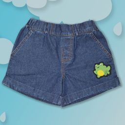 Pranava 100% Organic Cotton Mushroom Embroidered Denim Shorts - Blue-image-26