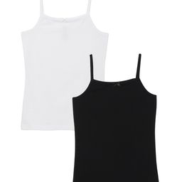 Charm n Cherish 100% Cotton Pack Of 2 Sleeveless Solid Camisoles - White & Black-21
