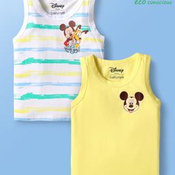 Babyoye Disney Single Jersey Knit Sleeveless Vests With Mickey & Friends Graphics Pack Of 7 - Yellow & White-picture-28