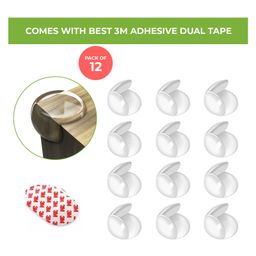 Safe-O-Kid- (Pack of 12) Ball Shaped Baby Safety Corner Guards with strong 3 M adhesive- Transparent, Extra Safe, BPA Free, Non-Toxic, Elegant,Soft & Safe, Furniture Protectors-9
