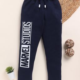 Biskid Pure Cotton Marvel Avengers Featuring Logo Printed Track Pants - Navy Blue-image-87